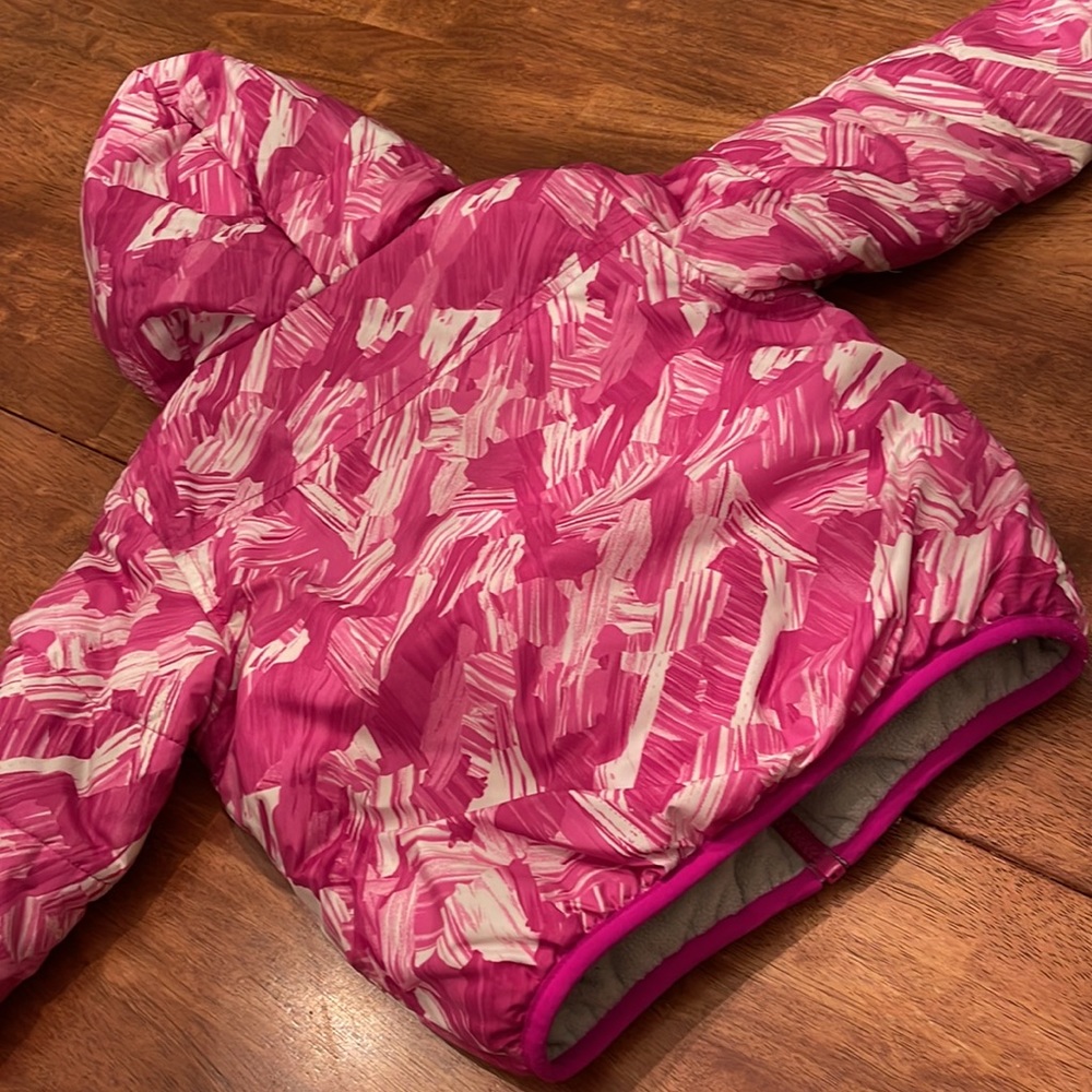 Pink reversible down jacket & hat - Picture 8 of 8